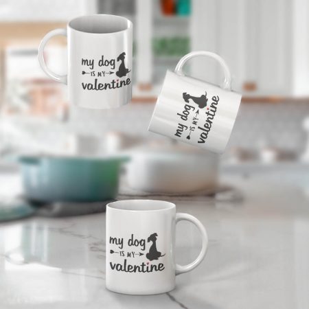 Primgi 11 oz Ceramic Valentine Dog Printed Valentine's Day Coffee Mug