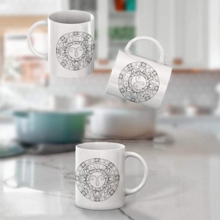 Primgi 11oz White Ceramic Aries Zodiac Printed Coffee Mug 2