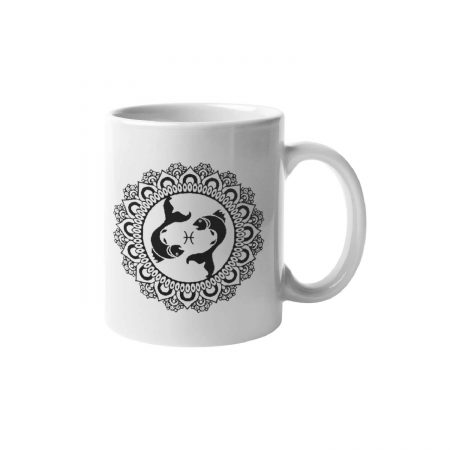 Primgi 11oz White Ceramic Pisces Zodiac Printed Coffee Mug 1