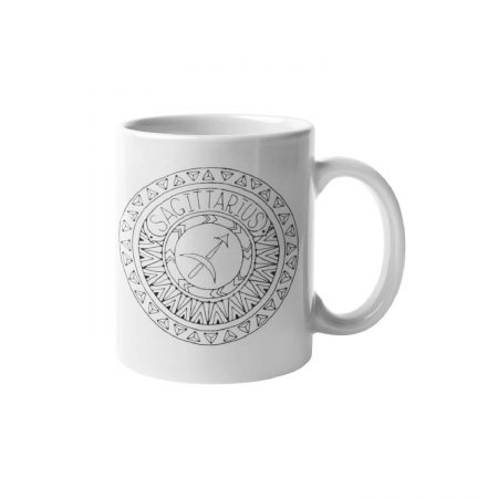 Primgi 11oz White Ceramic Sagittarius Zodiac Printed Coffee Mug 1