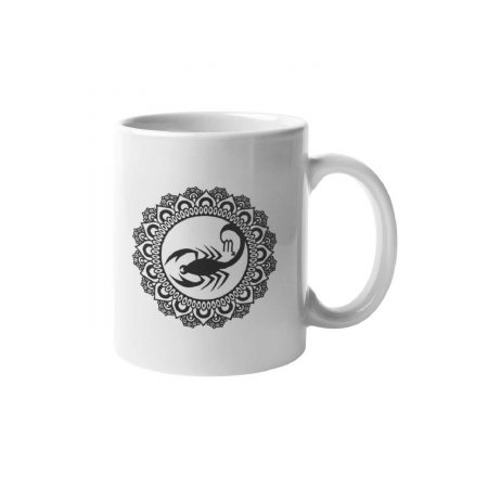 Primgi 11oz White Ceramic Scorpio Zodiac Printed Coffee Mug 1
