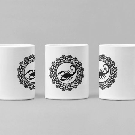 Primgi 11oz White Ceramic Scorpio Zodiac Printed Coffee Mug 2