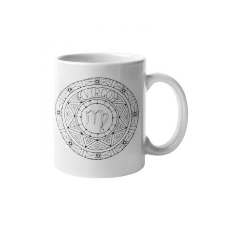 Primgi 11oz White Ceramic Virgo Zodiac Printed Coffee Mug 1