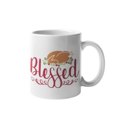 Primgi 11oz Ceramic Blessed Coffee Mug for Thanks Giving