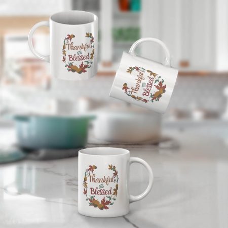 Primgi 11oz Ceramic Thankful & Blessed Coffee Mug