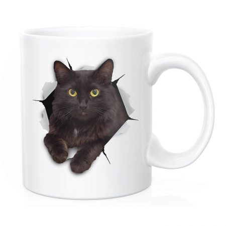 Primgi 11oz Ceramic Black Cat Design Coffee Mug