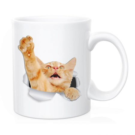 Primgi 11oz Ceramic Golden Brown Cat Design Coffee Mug
