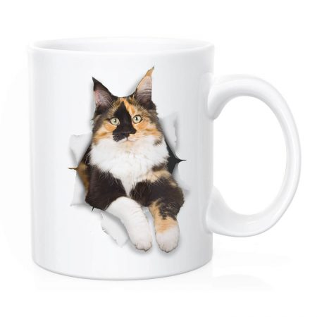 Primgi 11oz Ceramic Black and White Cat Design Coffee Mug