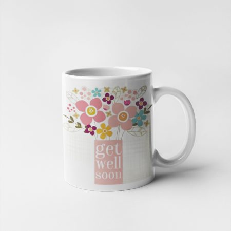 Primgi 11oz Ceramic Flower Design Coffee Mug For Get Well Soon