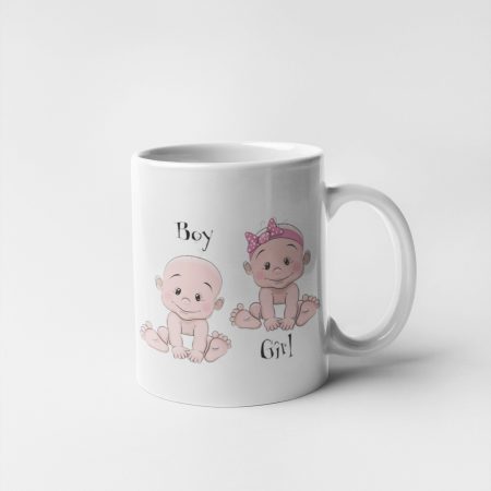 Primgi 11 oz Ceramic Boy and Girl Baby Cartoon Baby Shower Coffee Mug