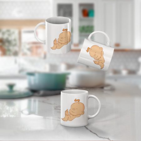 Primgi 11 oz Ceramic Sleeping Baby Design Baby Shower Coffee Mug