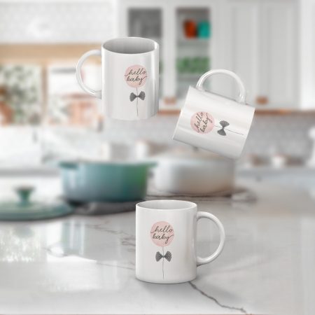 Primgi 11 oz Ceramic Hello Baby Balloon Design Baby Shower Coffee Mug