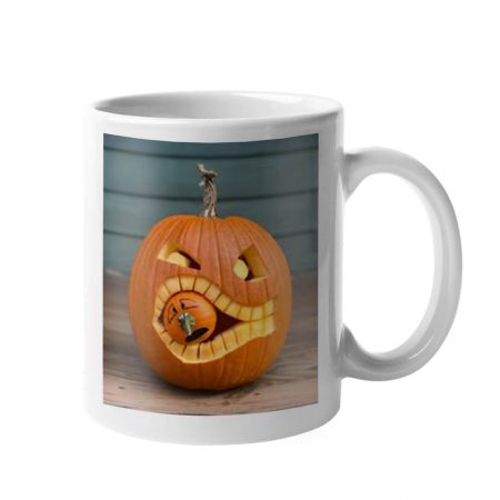 Primgi 11oz Ceramic Pumpkin Mouth Halloween Design Coffee Mug