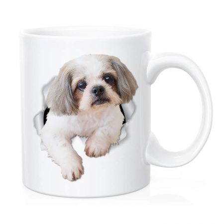 Primgi 11oz Ceramic Light Grey Dog Design Coffee Mug