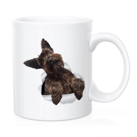 Primgi 11oz Ceramic Dark Brown Dog Design Coffee Mug