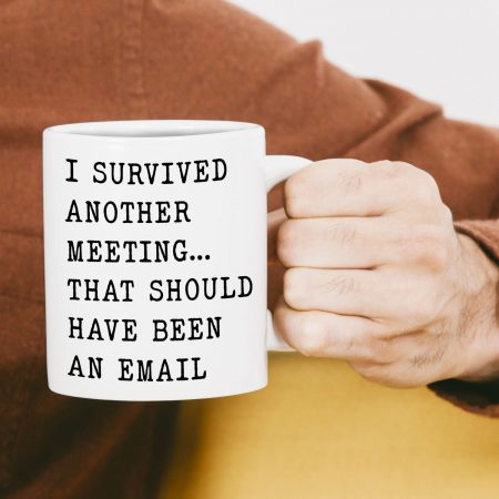 I survived another meeting. should have been an email - Funny coffee mug - Inspirational and Sarcasm Unique Gift for Coworker, Boss, and Friends - Premium Ceramic Mug 11oz